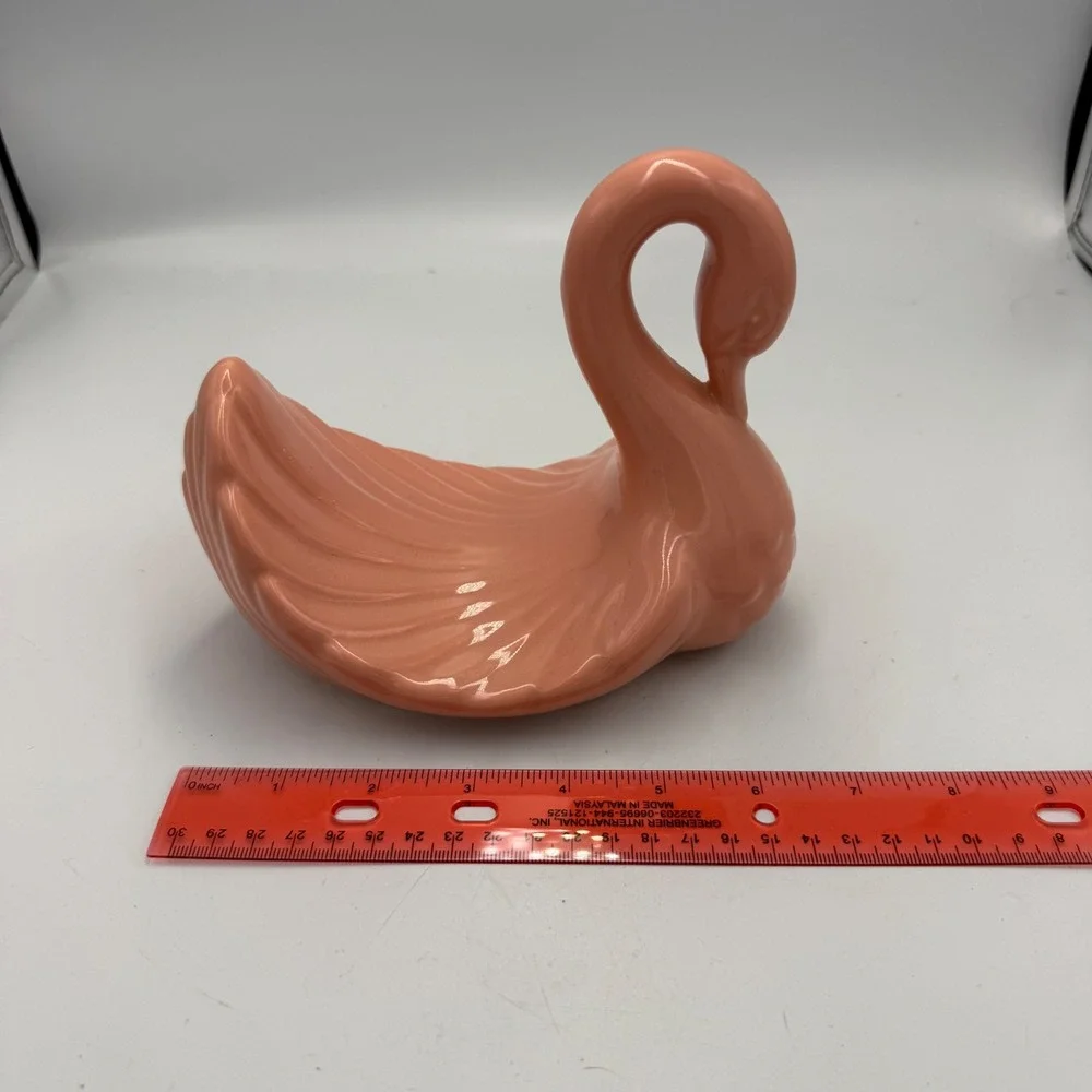 Vintage Pink Ceramic Swan Planter Soap Dish Trinket Bowl Made in Japan 6.5in